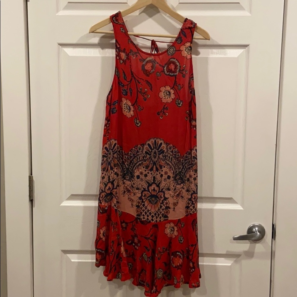 Free People Intimately Red Floral Sleeveless Dress